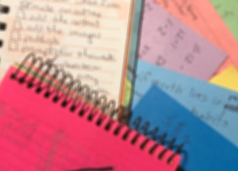 Stacks of to do lists in the office.  